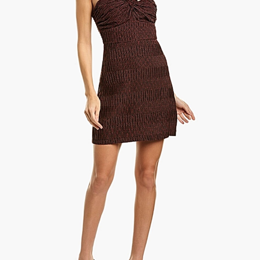 Alexis Luska Asymmetrical One Shoulder Black & Red Heart Print Mini Dress